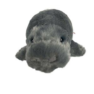 Aurora Manatee Sea Cow Plush Stuffed Animal Toy Gray Blue Eyes 7" Travel Size
